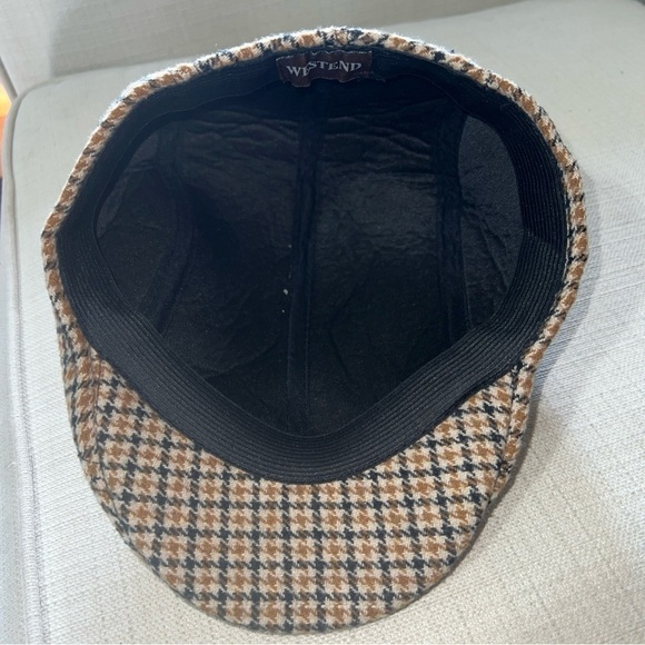 Westend Brown/Gold/Cream Houndstooth Newsboy Cabbie Hat Cap Size S/M - Picture 5 of 6